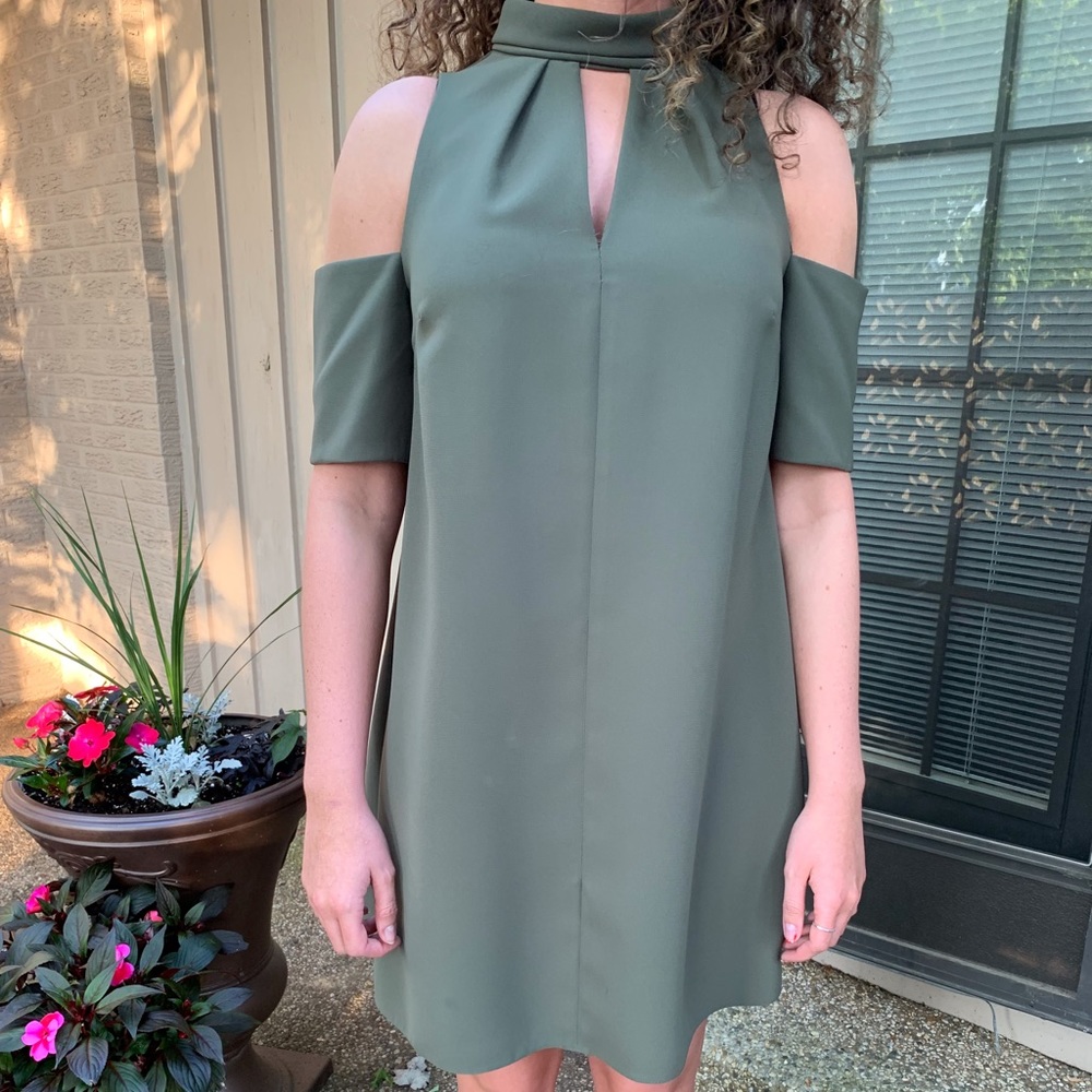Topshop cold shoulder Olive dress